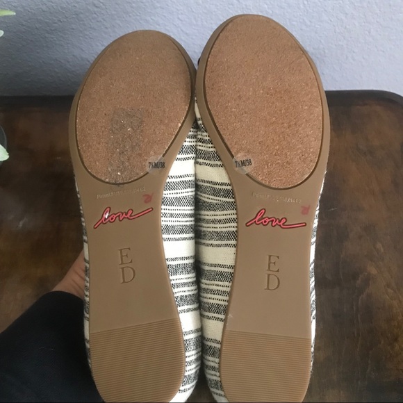 Ellen DeGeneres Striped Cap Toe Flat Ballet Shoes - Picture 5 of 7